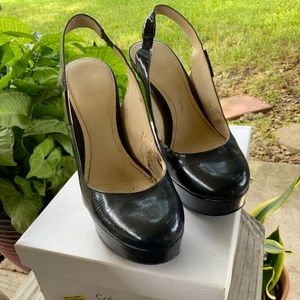 Calvin Klein Black Platform Lizard Heels